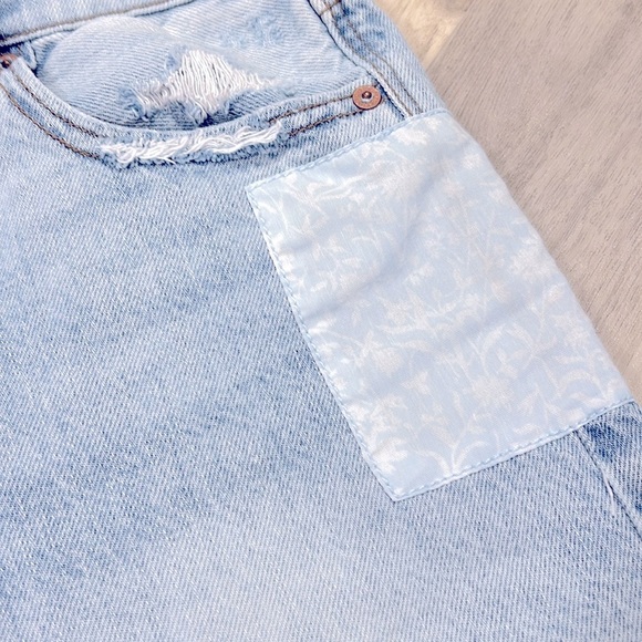 AE Sunshine & Rainbow Embroidered Patchwork Denim High Rise 90s Boyfriend Shorts - Picture 5 of 12